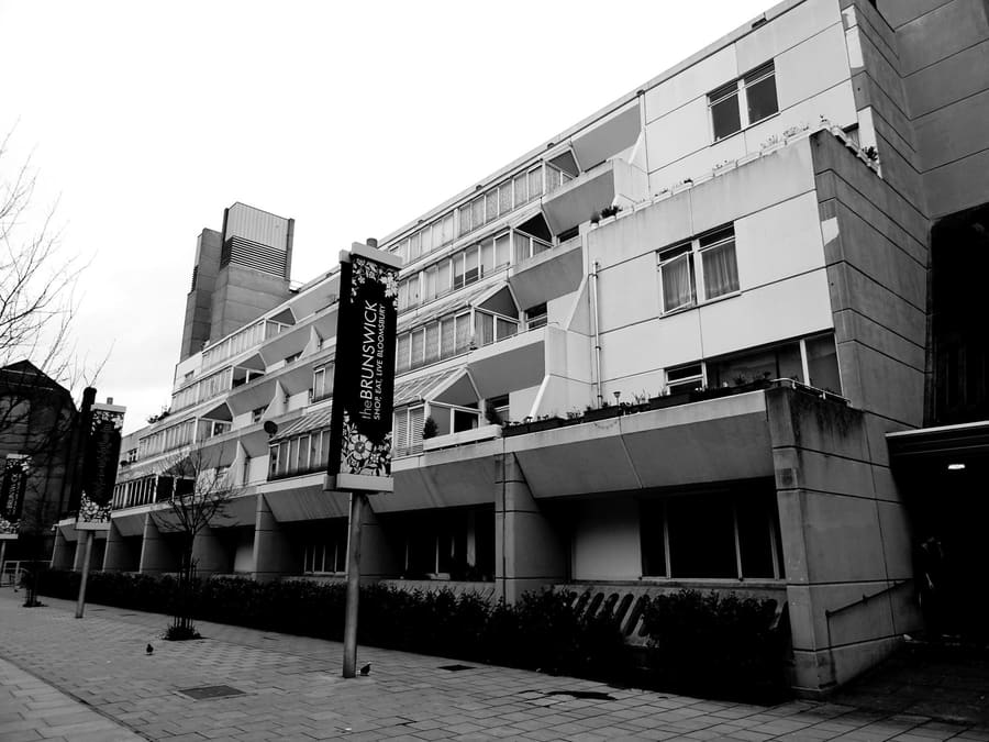 Stepped facade of a mixed-use building
